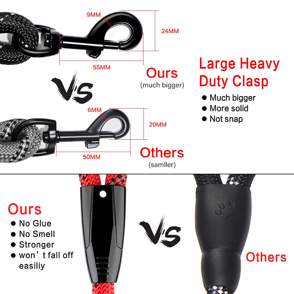 Plutus Pet Long Rope Dog Leash, With Comfortable Padded Handle, Reflective Nylon Heavy Duty Rope Leash, 15Ft 20Ft 30Ft 50Ft 66Ft Dog Training Leash For Small Medium Large Dogs (50Ft, Red)