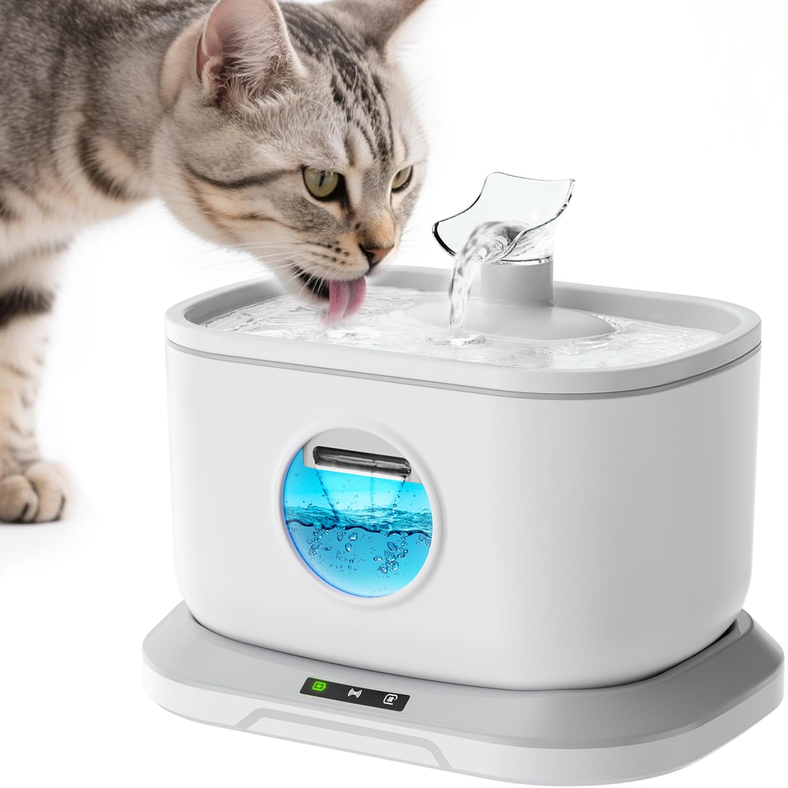 Petlipo Cat Water Fountain Cordless (White, Cordless Cat Fountain White)