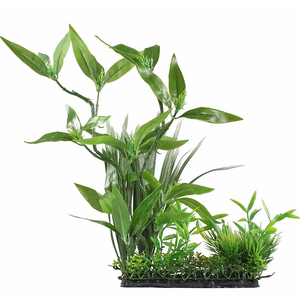 Cnz Aquarium Decor Fish Tank Decoration Ornament Artificial Plastic Plant Green 13' Tall