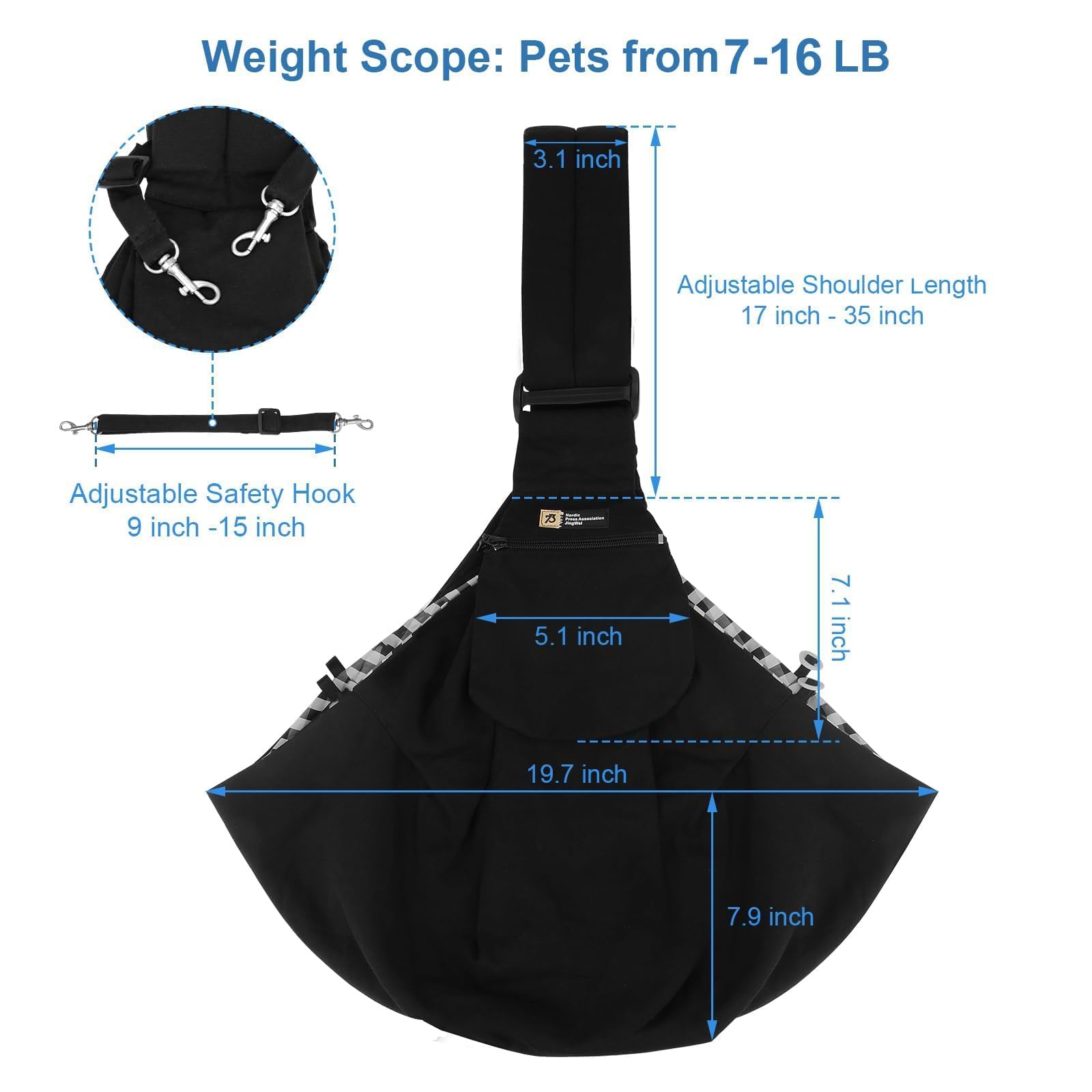 Upgraded Hands-Free Dog Sling Carrier - Reversible, Adjustable, With Pocket, Puppy Sling, Suitable For Dogs Up To 15Lb, Great Fo