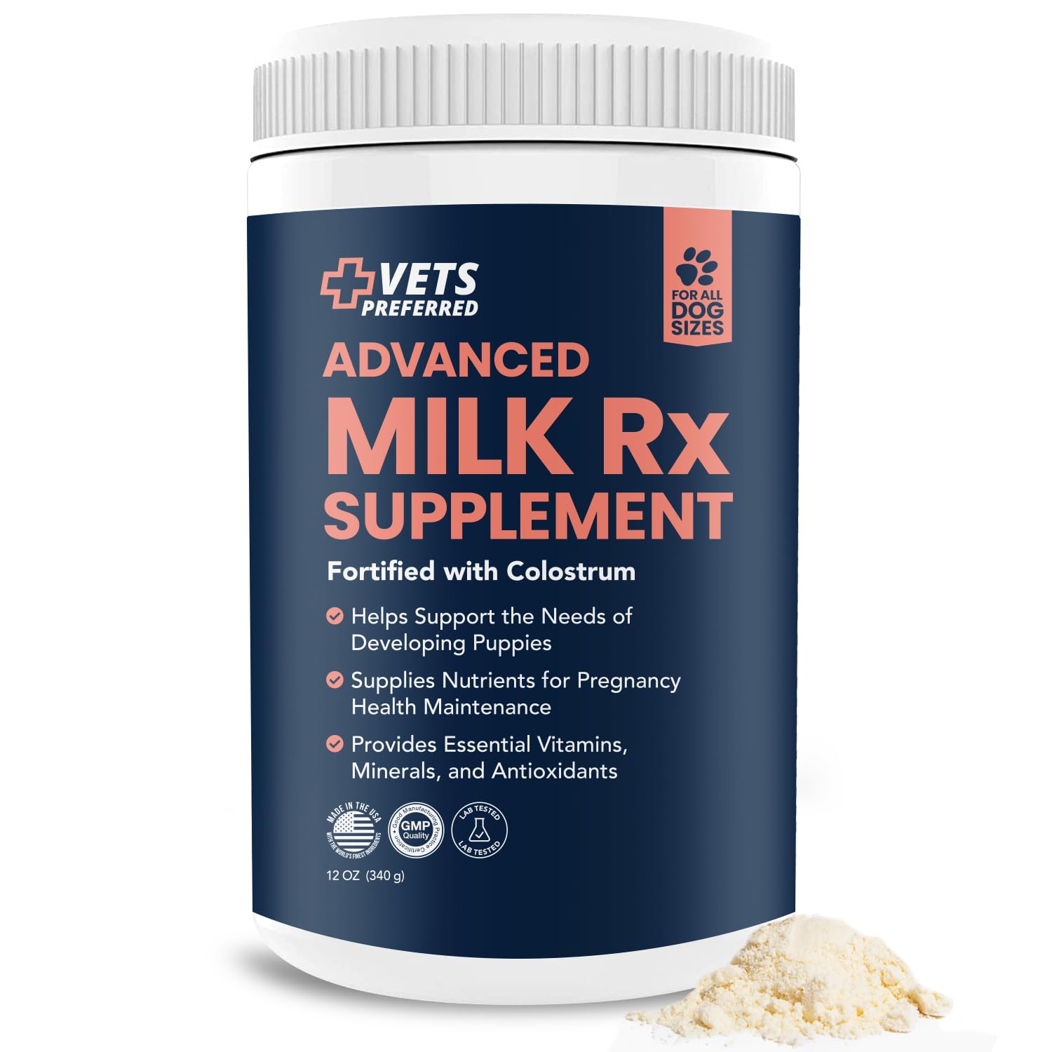 Vets Preferred Puppy Milk Replacement Formula - Dog Milk Replacer Powder Supplement for Pregnant, Lactating, Aging Dogs - Enrich