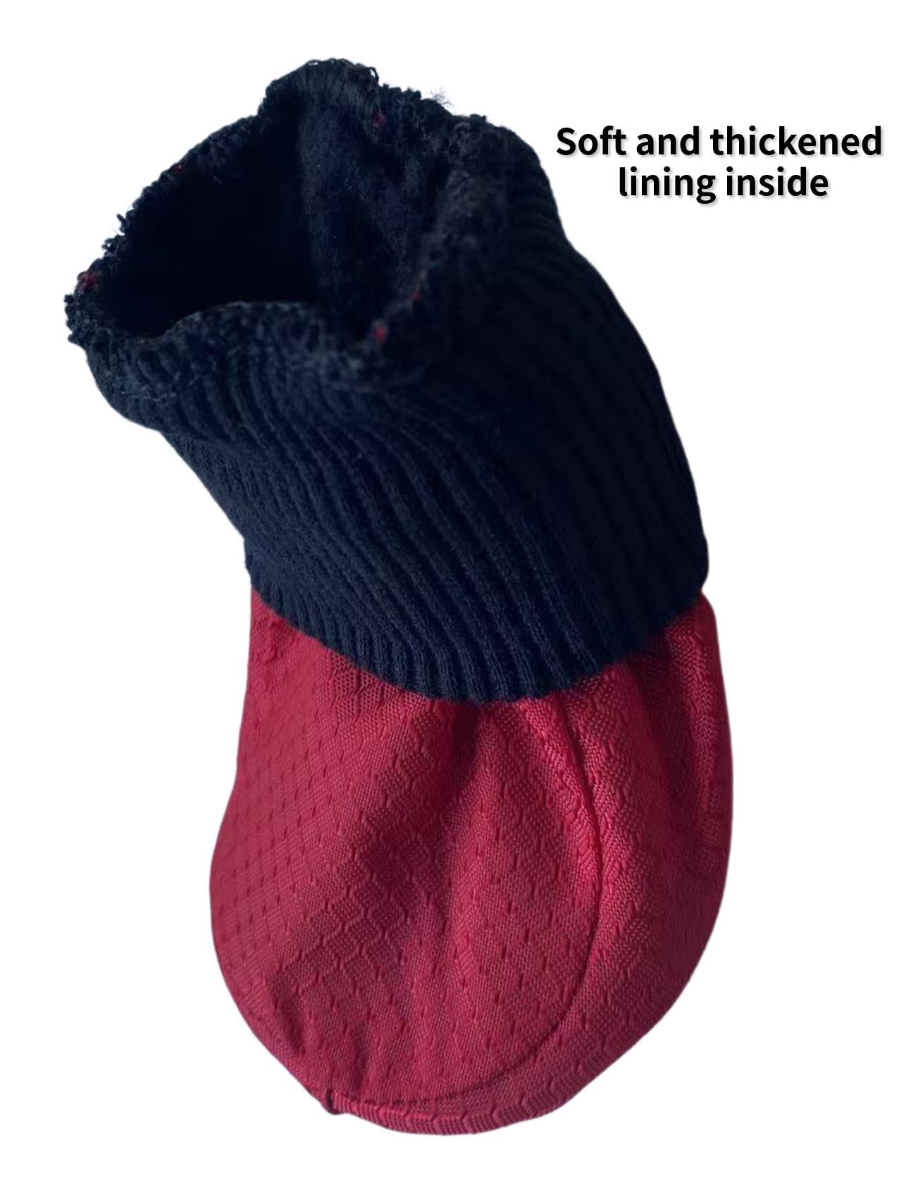 LONSUNEER Winter Paw Protector Dog Boots Waterproof Soft Sole and Nonslip Set of 4 Color Red Size X-Small