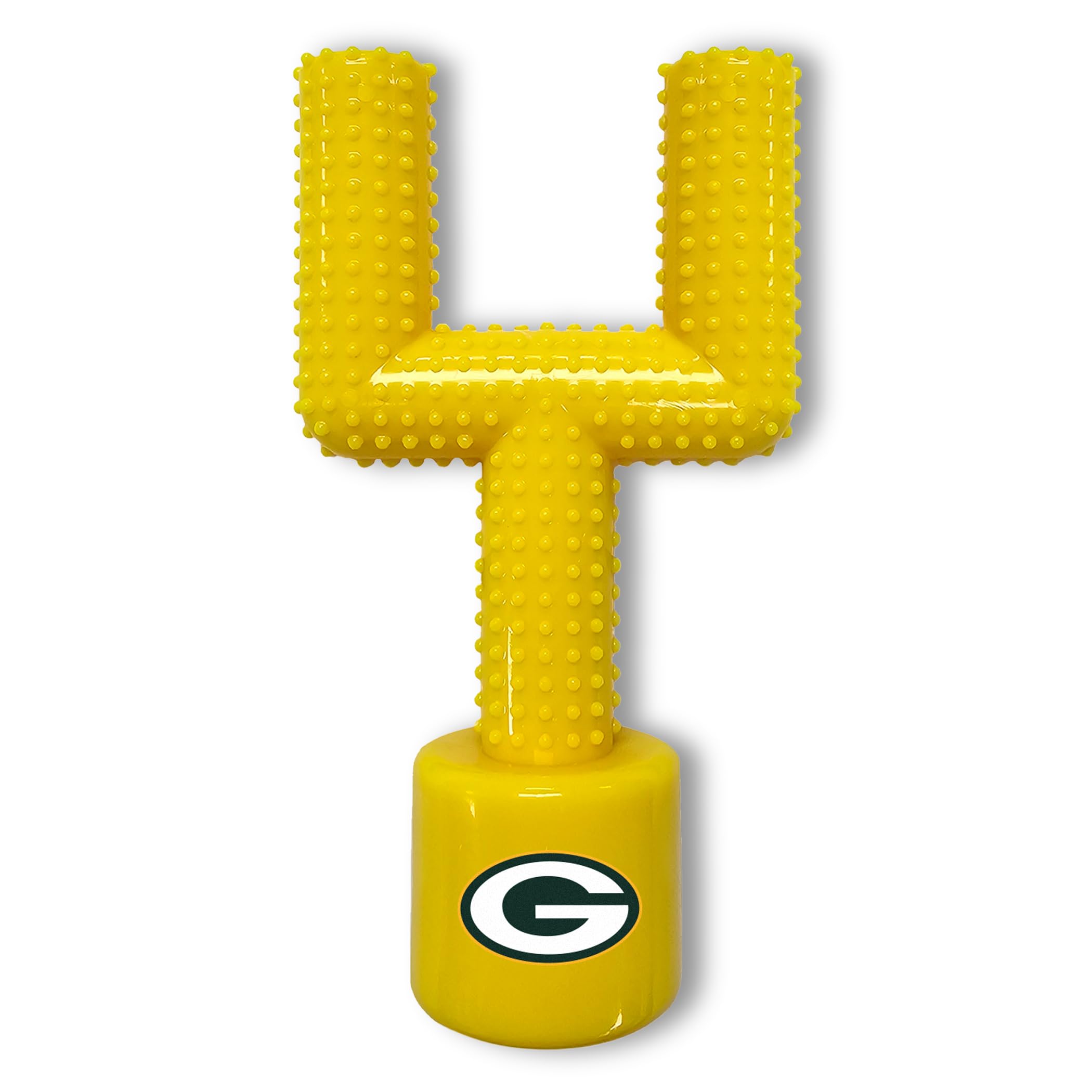 Nfl Green Bay Packers Mega-Chew Hard Nylon Bacon-Flavored Dog Bone Football Goal Post Chew Toy. Interactive Tasty Fun Chew Toy. 