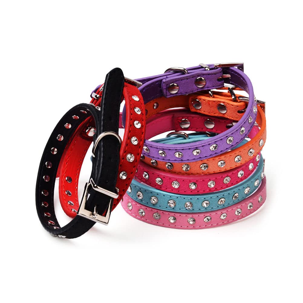 Puppy Dog Collar With Crystal Diamond Colorful Bling Girl Puppy Cat Collars Pink S