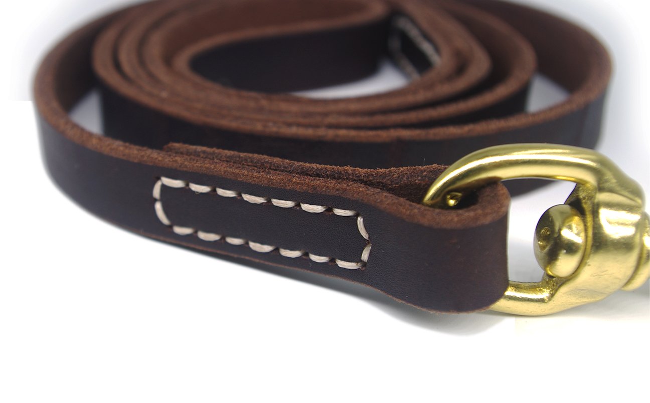 Yoogao Pet Genuine Leather Dog Training Leash. 4/6 Ft Length 3/5 Inch Width For Medium And Large Dogs.(4 Feet)