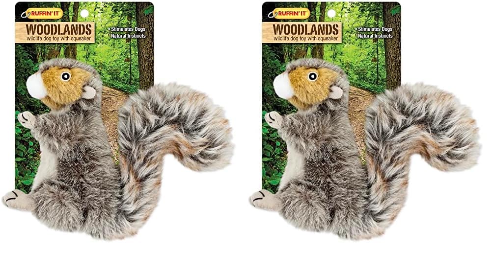 Ruffin' It Reaowazo Woodlands Plush Squirrel Dog Toy, Small (Pack Of 2)