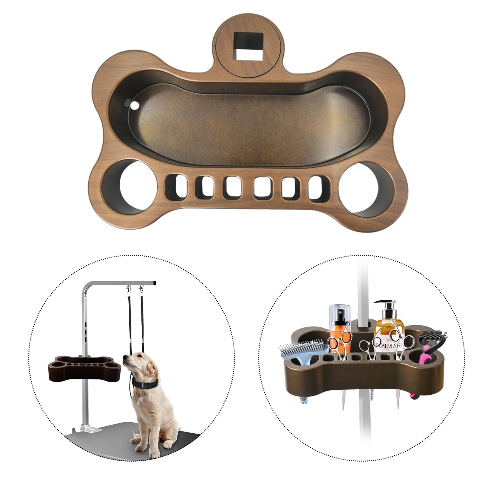 Huioqwe Adjustable Pet Grooming Organizer - Multi-Compartment Holder For Brushes, Scissors And Grooming Accessories