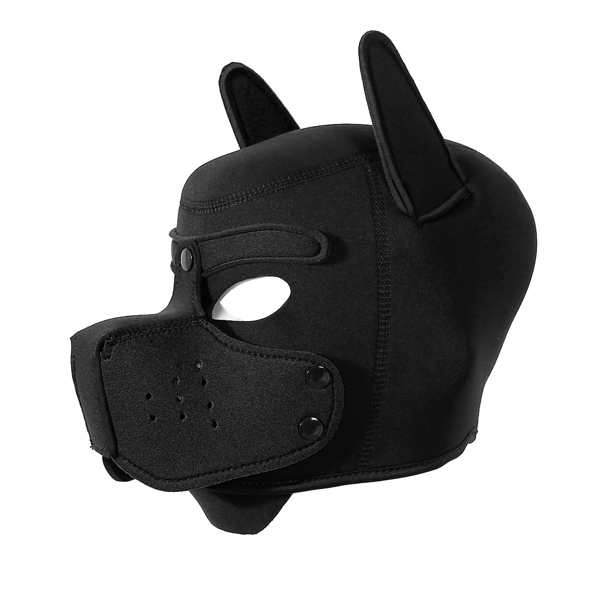 Neoprene Puppy Face Muzzle Dog Removable Full Face Pup Hood Mask (Black, One Size)