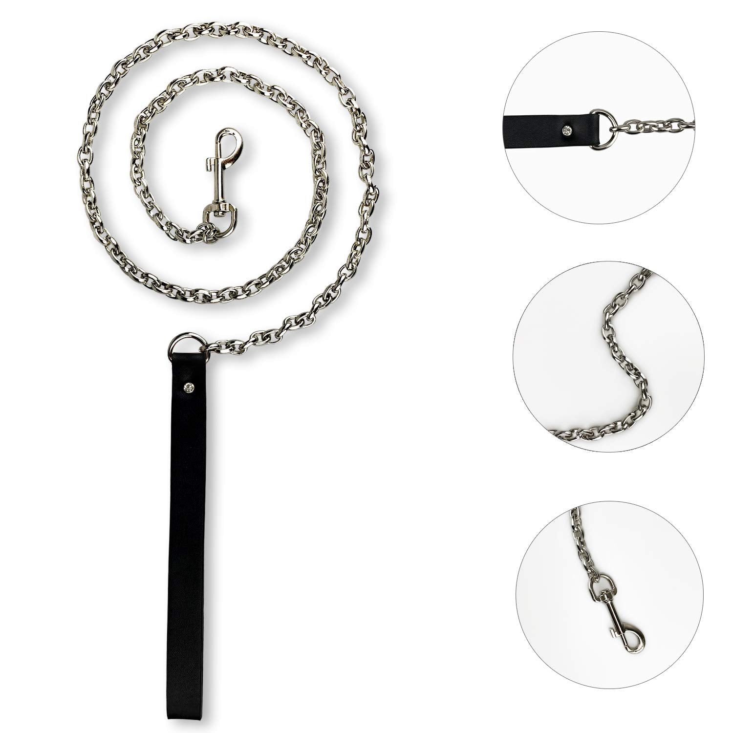 Black Leather Collars Gothic Plush Leather Collars Choker With Chain Detachable Leash Rope Small Pet Collar