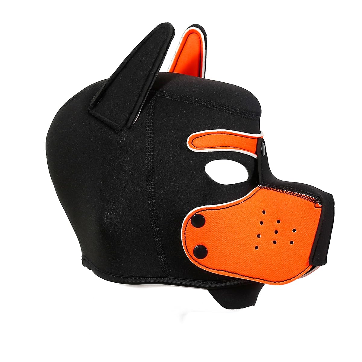 QUYUWOWO Neoprene Puppy Muzzle with Ears, One Size, Orange Full Head Hood Mask