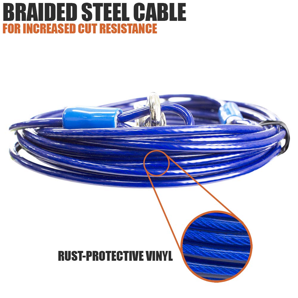 Bv Pet Small & Medium Tie Out Cable For Dog Up To 60/90 Pounds, 25-Feet (60Lbs/ 25Ft/ Blue (Set Of 2))