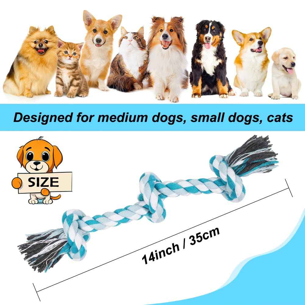 Szee Dog Rope Toys, 14 In 3 Knots Chew Rope For Medium And Small Dogs, Natural Cotton Pull Toy For Tug Of War And Teeth Cleaning