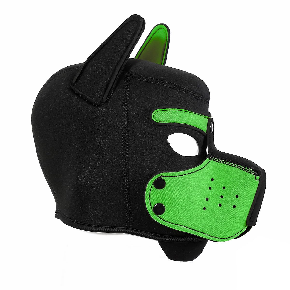 Neoprene Puppy Face Muzzle Dog Removable Full Face Pup Hood Mask (Green, One Size)