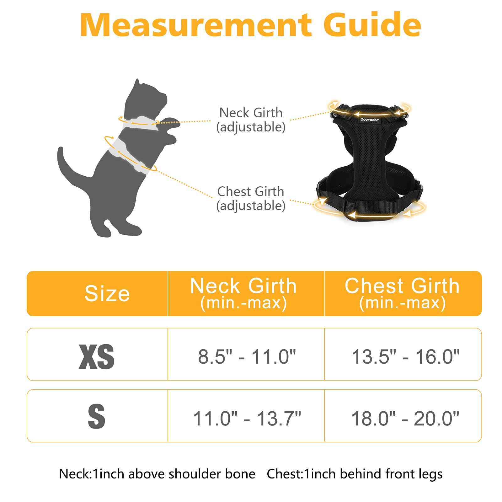 Dooradar Cat Harness And Leash Set, Escape Proof Safe Adjustable Kitten Vest Harnesses For Walking, Easy Control Soft Breathable Mesh Jacket With Reflective Strips For Cats, Black, Xs