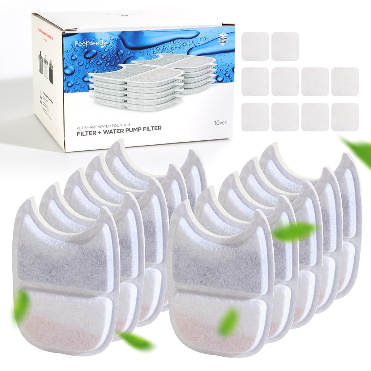 10 Pack Filter Replacement Cat Water Fountain for FEELNEEDY 4L Wilreless Cat Water Fountain (YPD-C004P, YPD-C004S)