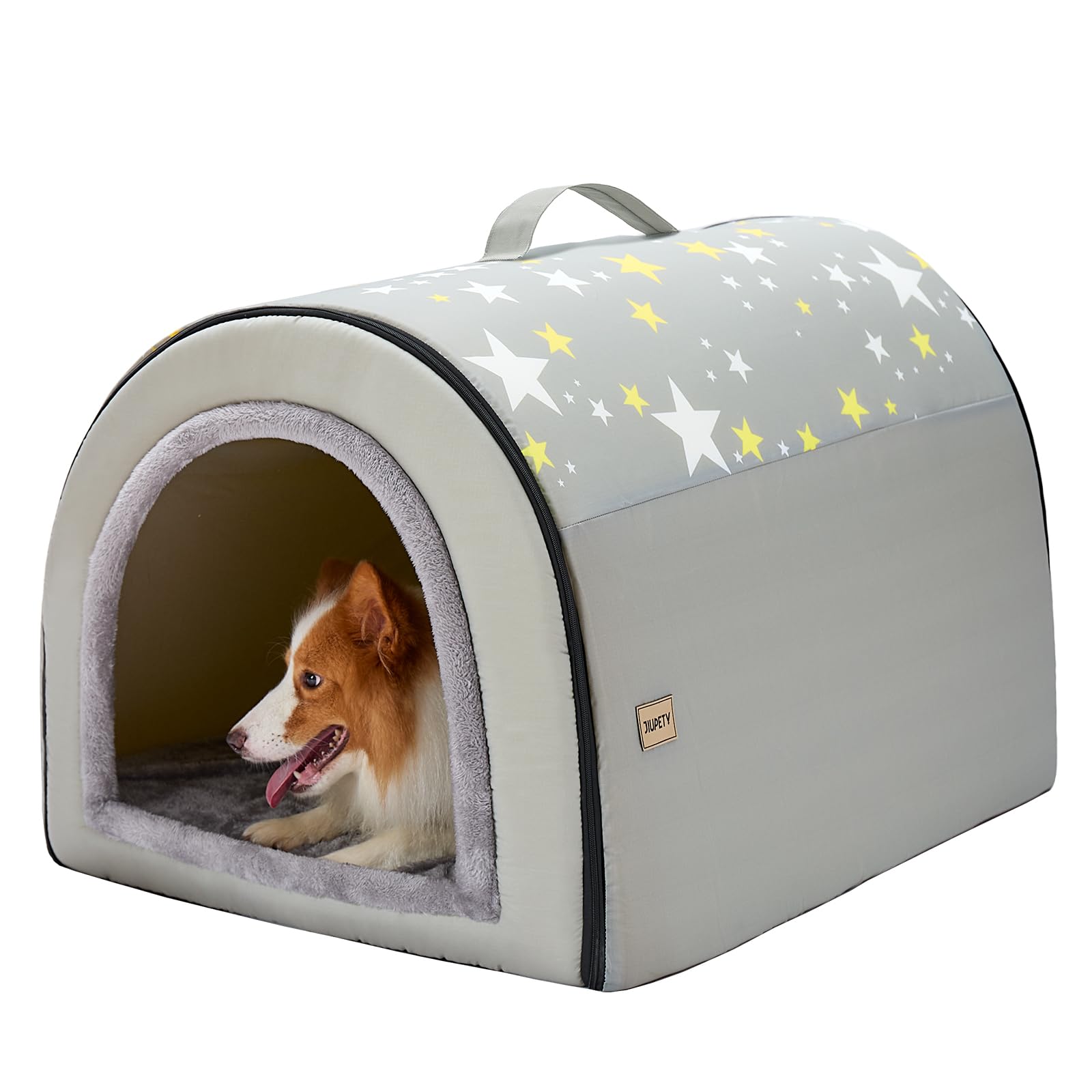 Jiupety 2 in 1 Dog House Indoor, Comfy Cave Bed Covered Dog Bed, Portable House for Medium and Large Dogs, 2XL(35   27   26 ), U