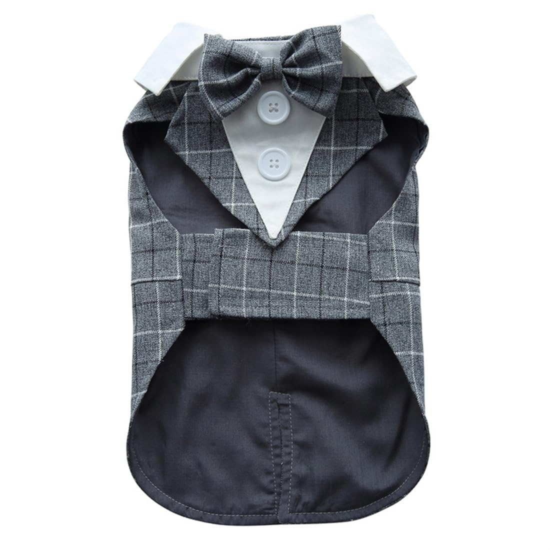 Doteyayp Puppy Tuxedo With Detachable Bowtie Prom Wedding Formal Wear Prince Costume For Small Dog (Small, Grey Plaid)