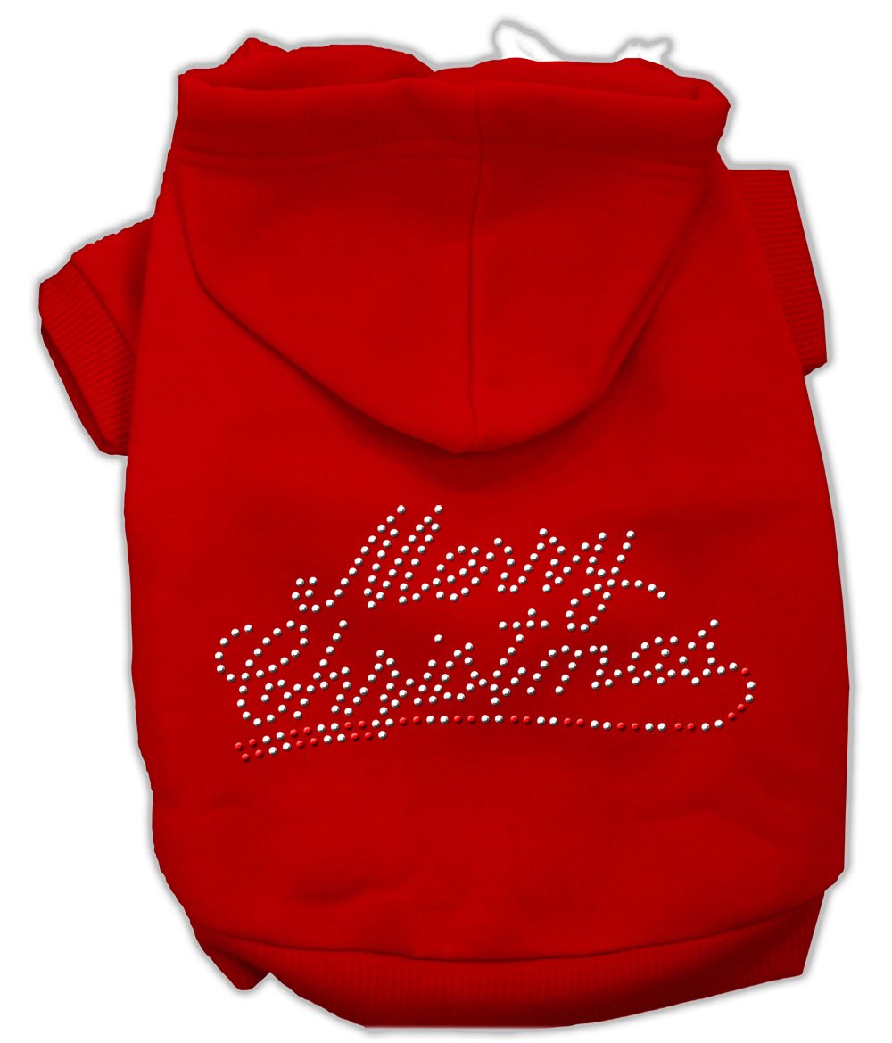 Mirage Pet Products 20-Inch Merry Christmas Rhinestone Hoodies, 3X-Large, Red