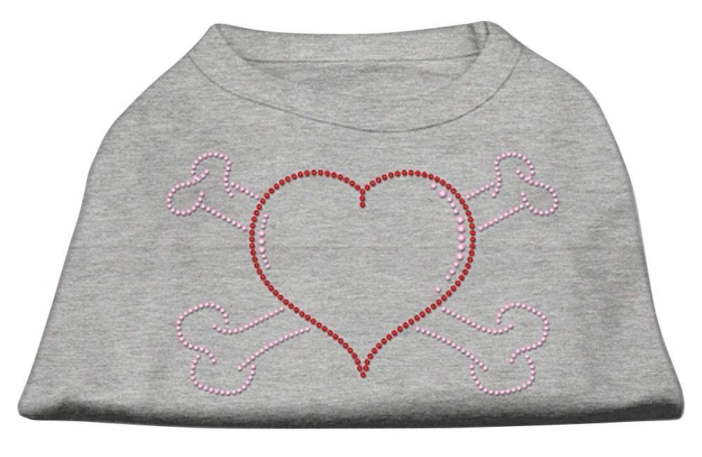 Mirage Pet Products Heart and Crossbones Rhinestone Pet Shirt, 3X-Large, Grey
