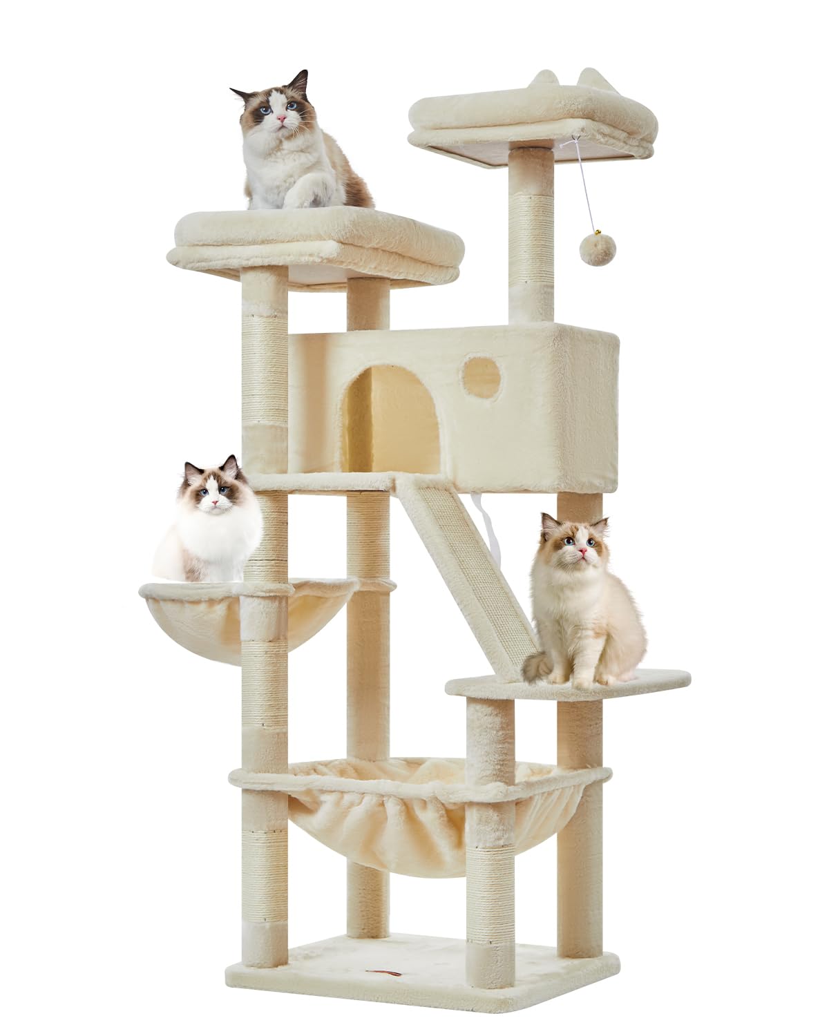 Taoqimiao Cat Tree 57.5-Inch, Cat Tower for Indoor Cats Large Adult, Extra Large Cat Condo, 8 Sisal Scratching Posts, Metal Fram