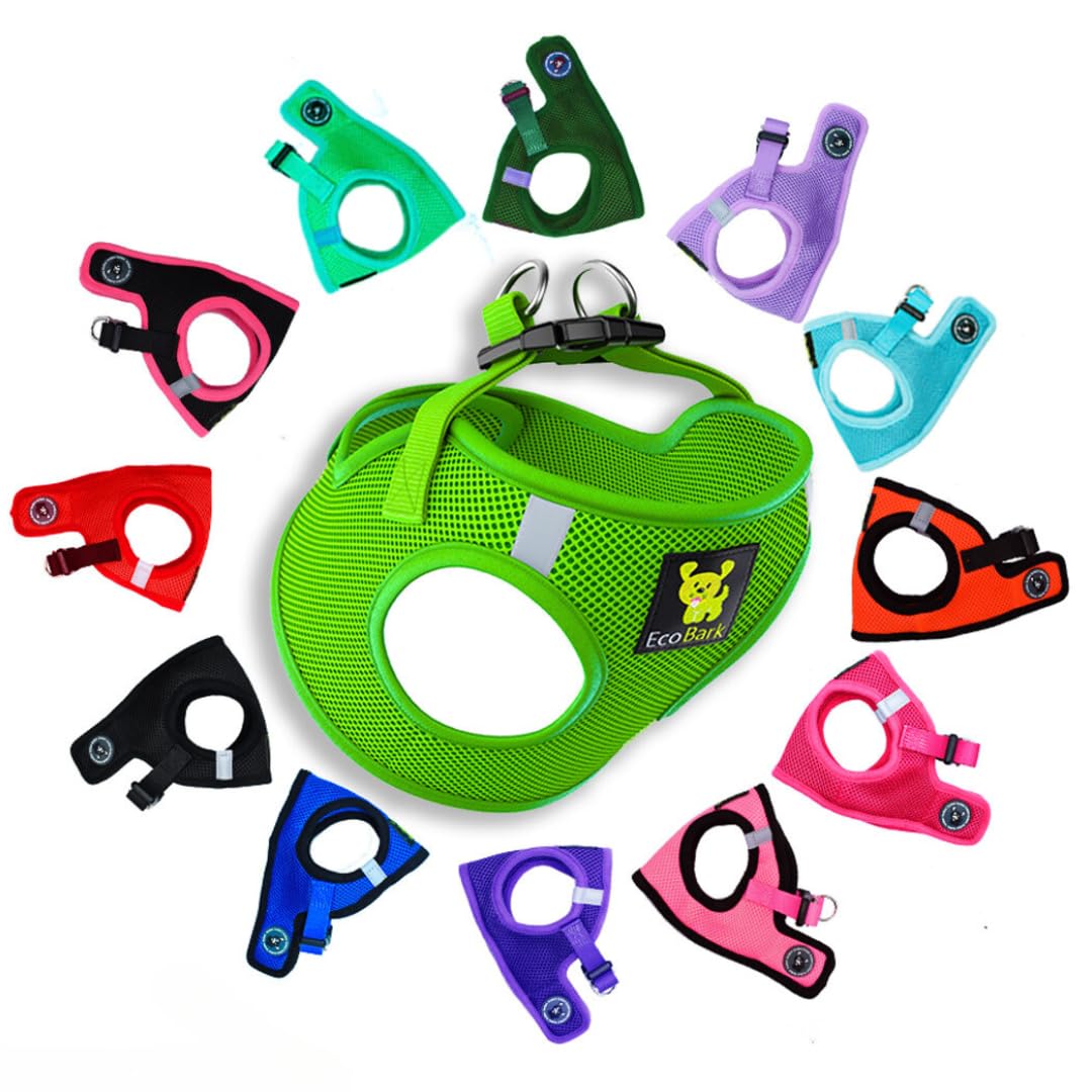 Ecobark Step In Dog Harness - Eco-Friendly Dog Harnesses For For Small & Medium Breed Dogs - Reflective And Adjustable Chest Body Halter Vest -Soft Luxurious Mesh (Green, Xl)