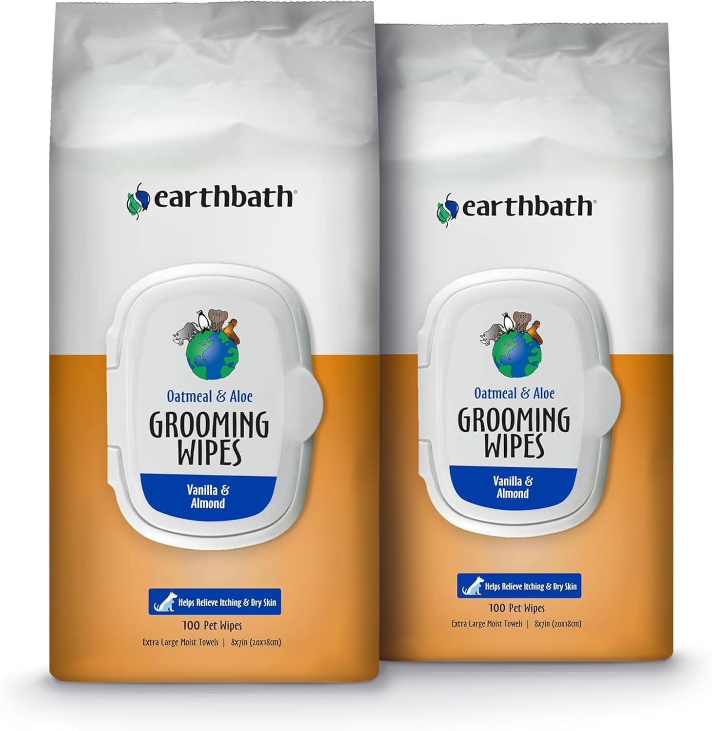 Earthbath, Oatmeal & Aloe Grooming Wipes - Dog Wipes For Paws And Butt, Pet Wipes For Dogs & Cats, Helps Relieve Itchy & Dry Ski