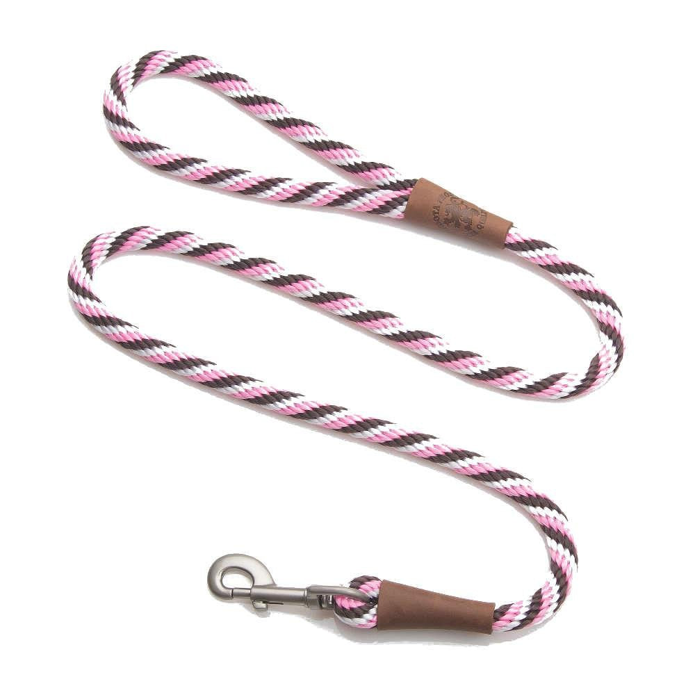Mendota Pet Snap Leash - British-Style Braided Dog Lead, Made In The Usa - Pink Chocolate, 3/8 In X 4 Ft - For Small/Medium Breeds