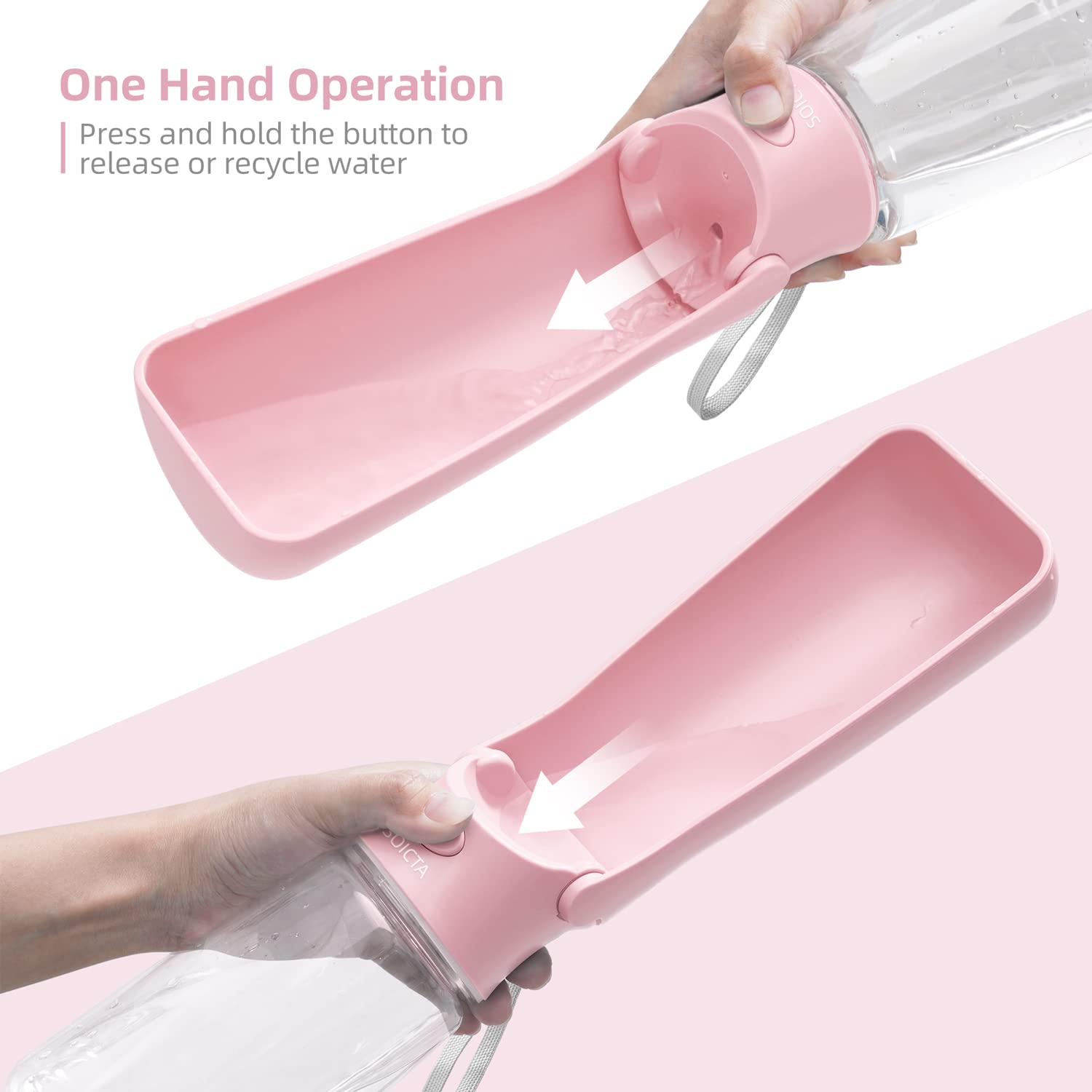 SOICTA Portable Dog Water Bottle for Walking 19 OZ or 12 OZ Portable Pet Water Bottles for Puppy Small Medium Large Dogs Water D