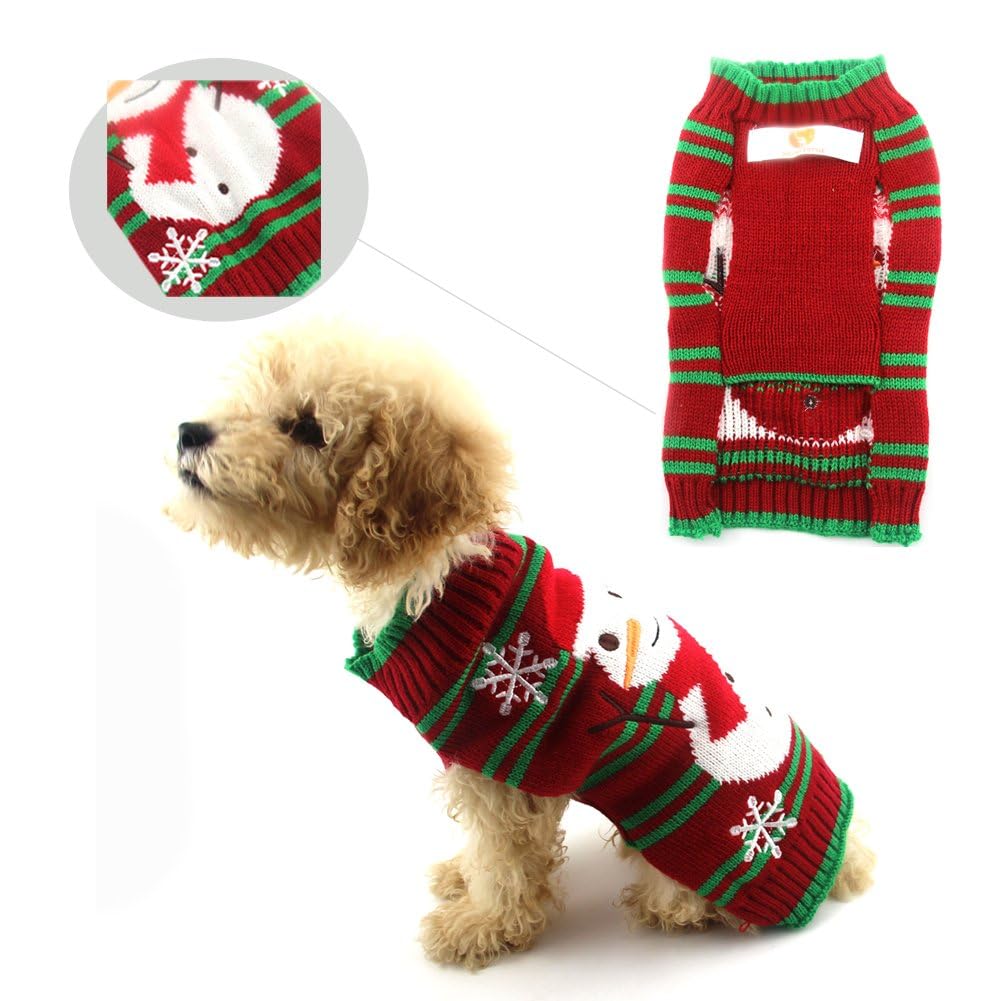 Nacoco Dog Snow Sweaters Snowman Sweaters Xmas Dog Holiday Sweaters New Year Christmas Sweater Pet Clothes For Small Dog And Cat(Snowman,Xs)
