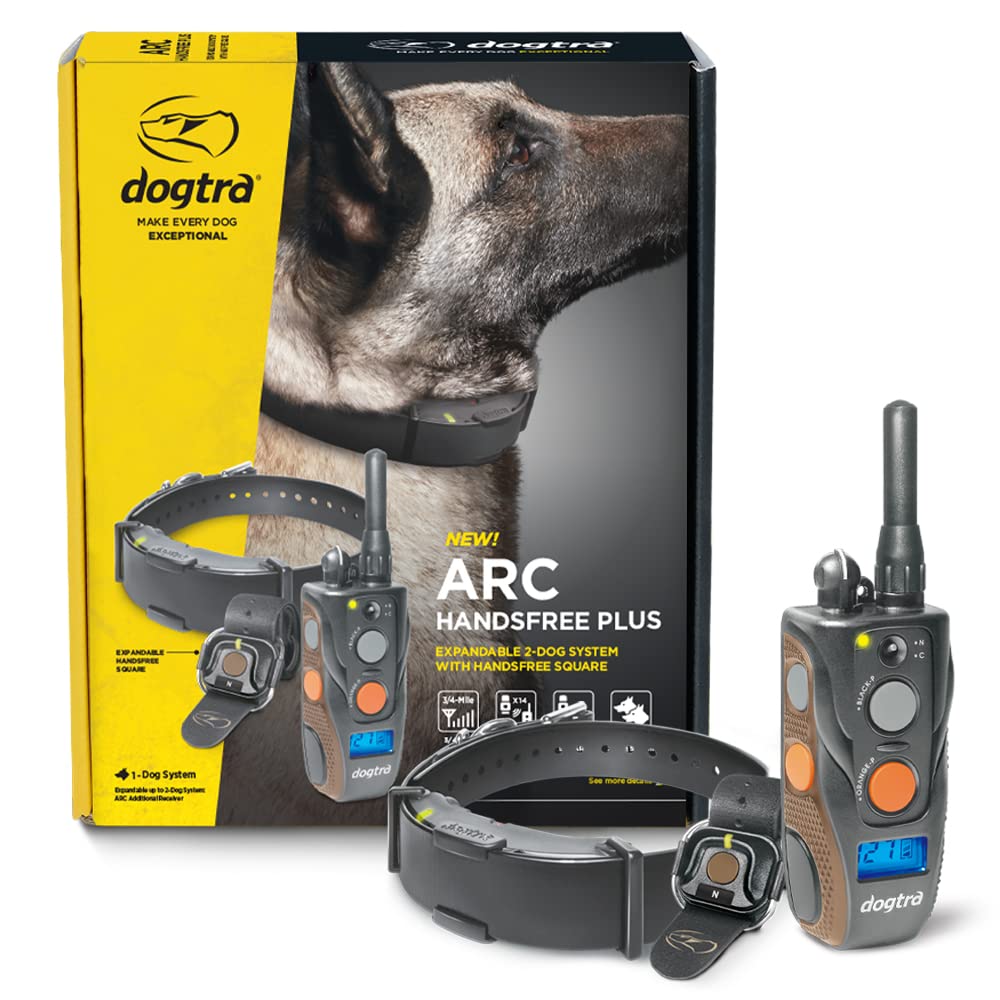 Dogtra Arc Handsfree Plus Expandable To 2-Dog Remote Dog Training E-Collar With Handsfree Square For Discreet And Precise Control Slim Ergonomic Rechargeable Waterproof 3/4-Mile Range