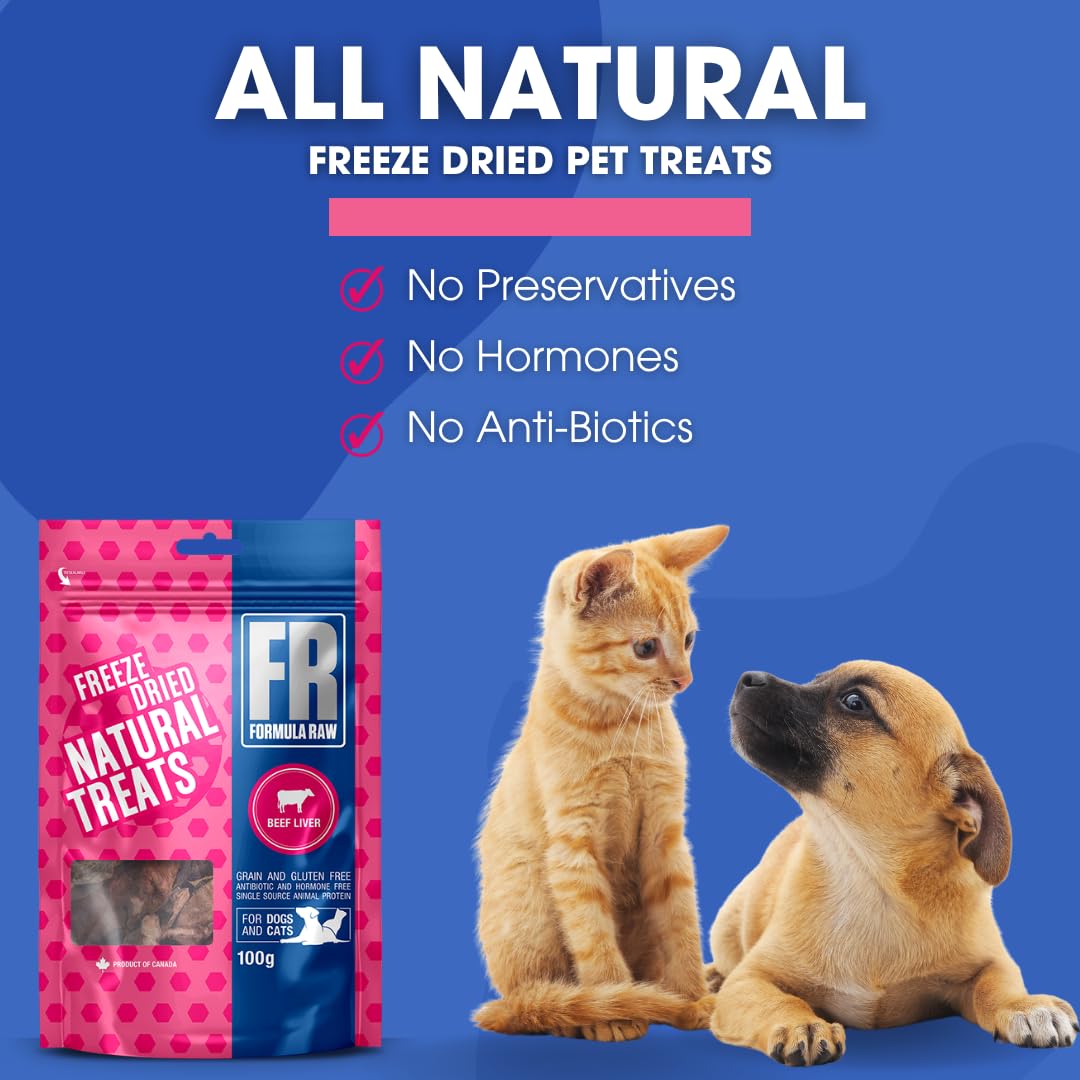 Formula Raw Freeze-Dried Beef Liver Pet Treats - Single Ingredient, High Protein Natural Snack for Dogs and Cats - Grain-Free, A