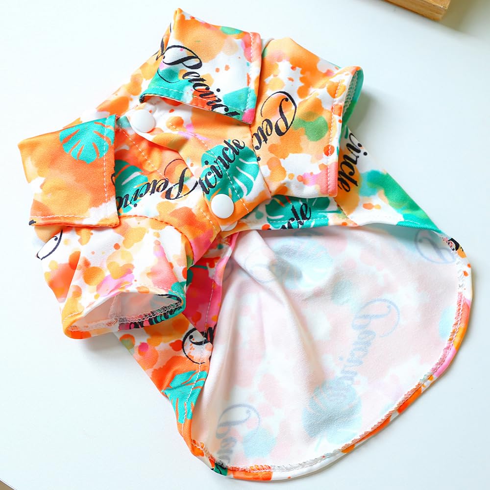 Dog Shirts For Small Dogs, 3Pack Girl Boy Dog Clothes With Leash Ring & Buttons, Small Puppy Tshirts With Sleeves Colorful Carto