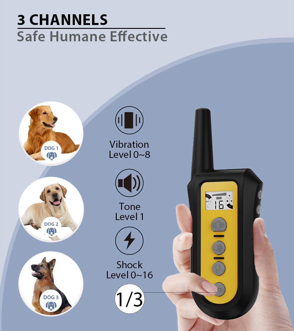 650 Yard Remote Dog Training Collar W/Automatic Bark Control, Rechargeable And Waterproof For Small Medium Large Dogs (3-Dog Tra