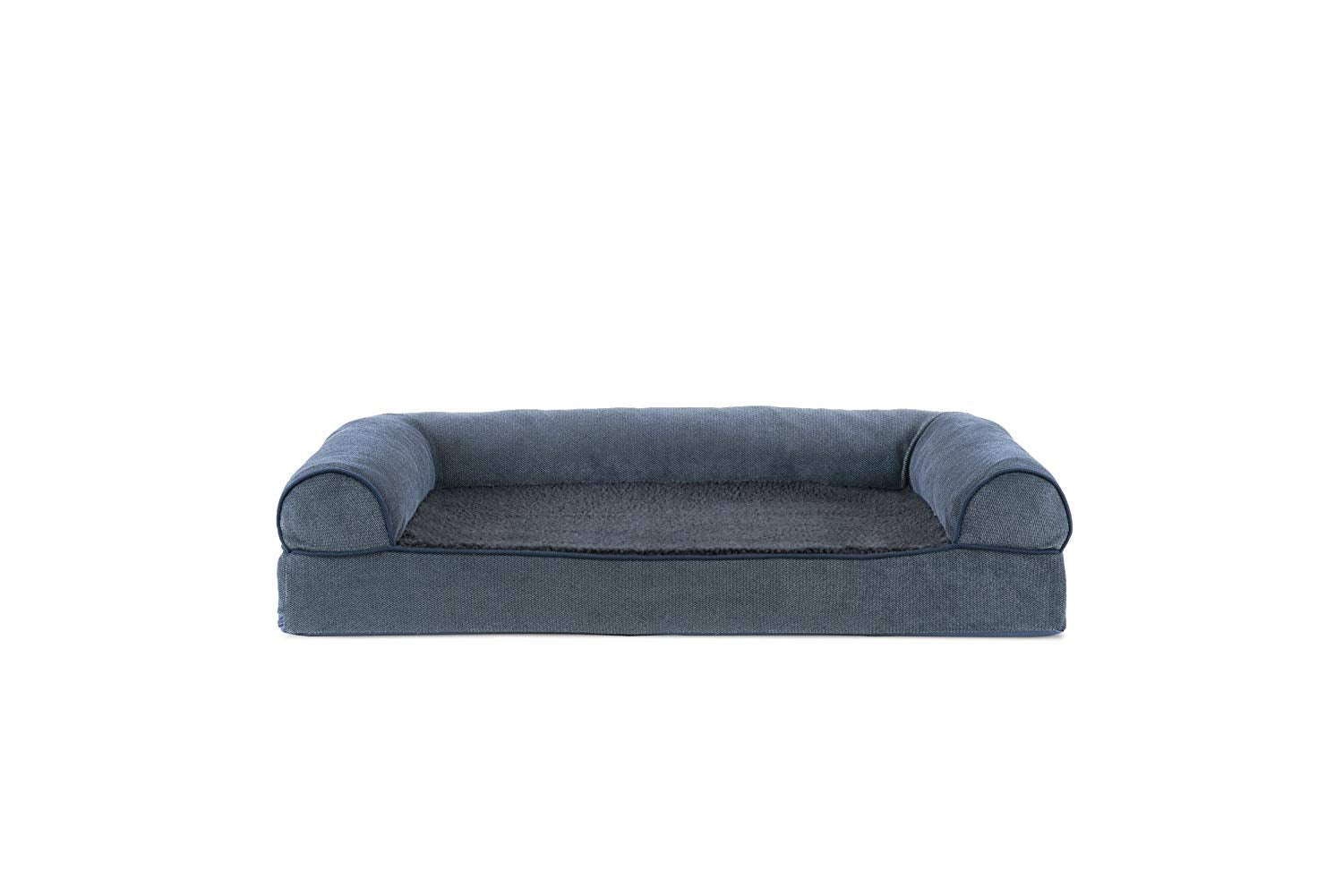 Furhaven Cooling Gel Dog Bed for Medium/Small Dogs w/ Removable Bolsters & Washable Cover, For Dogs Up to 35 lbs - Sherpa & Chen