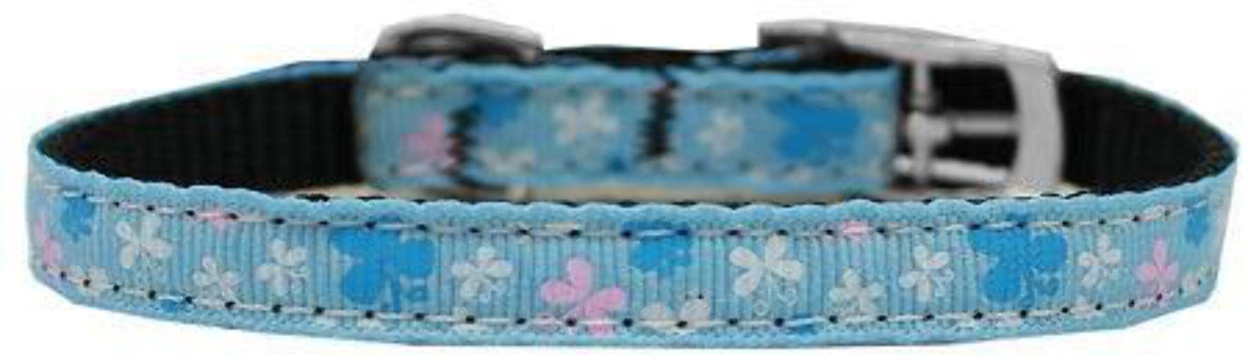 Mirage Pet Products Butterfly Nylon Dog Collar with Classic Buckle, Size 16, White