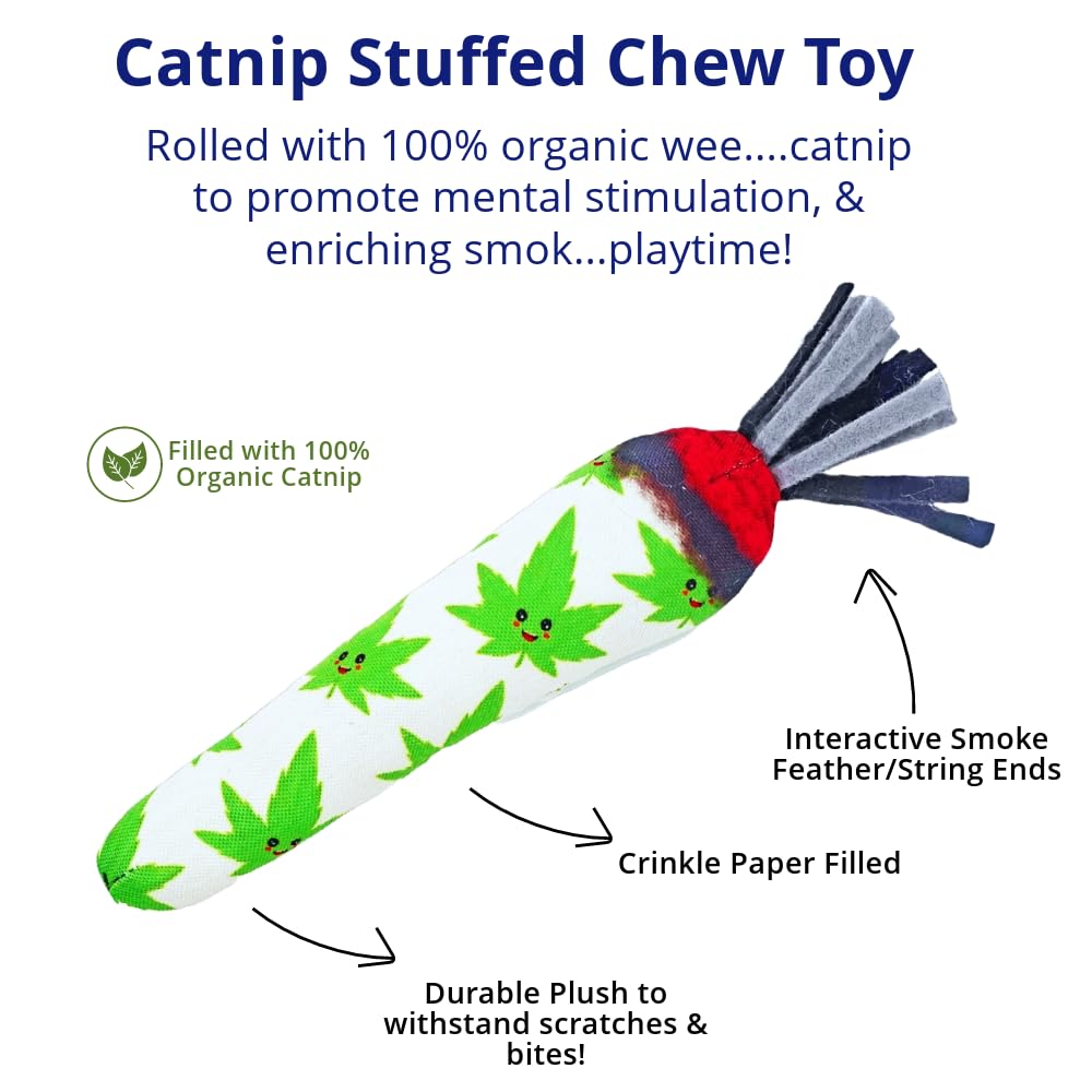 TOYGENICS - Catnip Toys for Indoor Cats, Cat Toy for Cat Enrichment, Durable Catnip Cat Wand Toy W/String Ends, Cat Toys for Ind