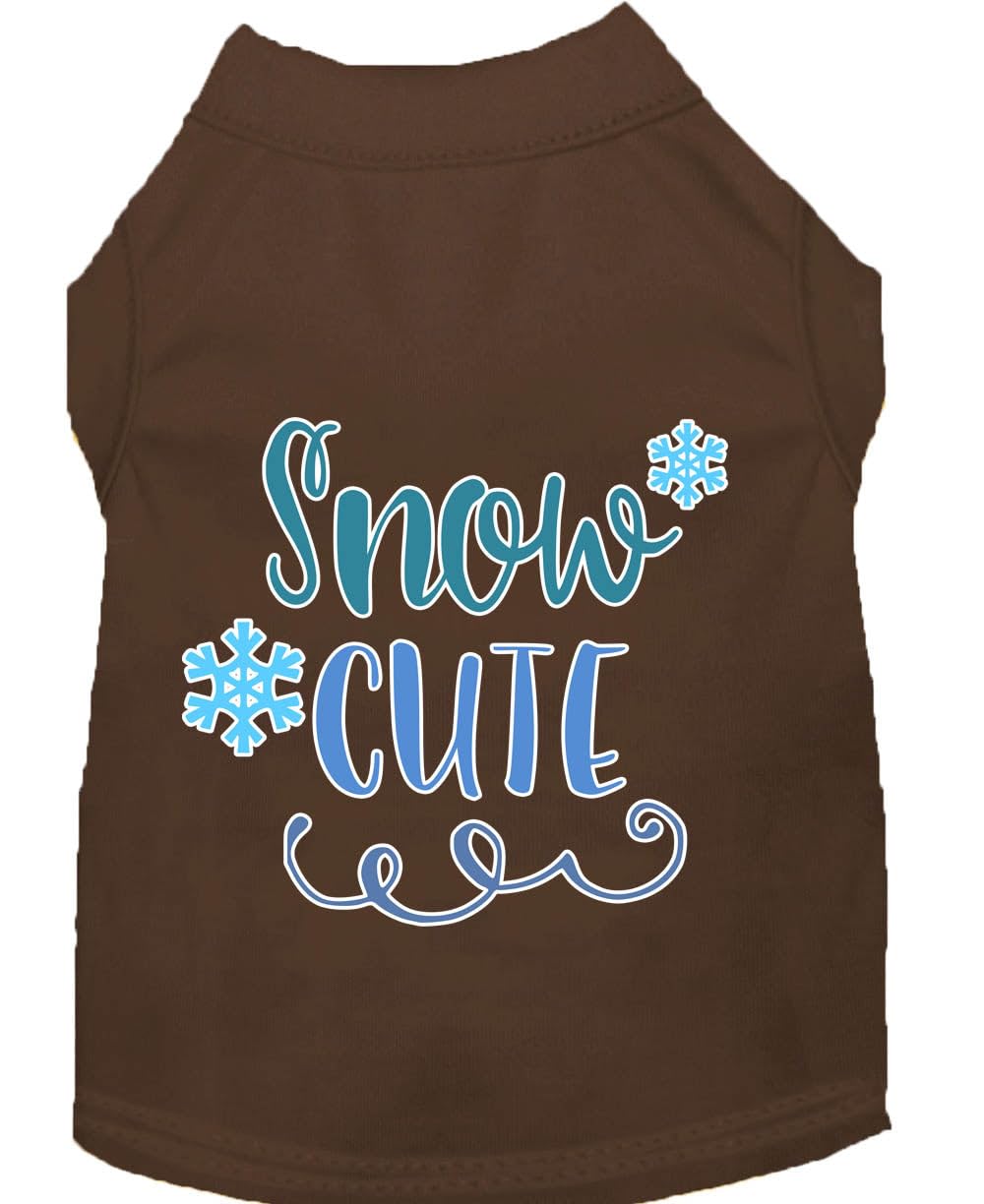 Christmas Pet Dog & Cat Shirt Screen Printed, &quot;Snow Cute&quot; Brown XS (0-3 lbs.)
