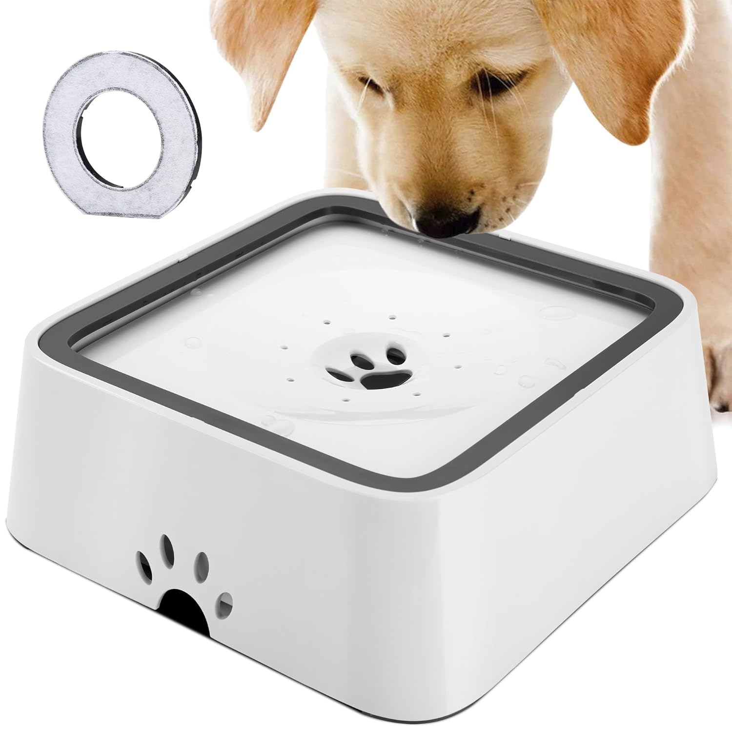 Getzet Slow Water Feeder Vehicle Carried Splash Free For Dogs And Cats Pets, Floating Disk Bowl NoSpill 1.5 Liters Storage Bowl