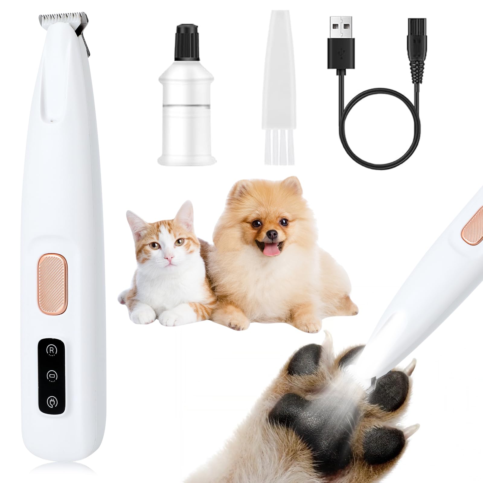 warmow Dog Trimmer, Saffory Paw Trimmer, Saffory Electric Dog Trimmer for Paws, Pet Paws Trimmer with Led Light, Rechargeable Lo