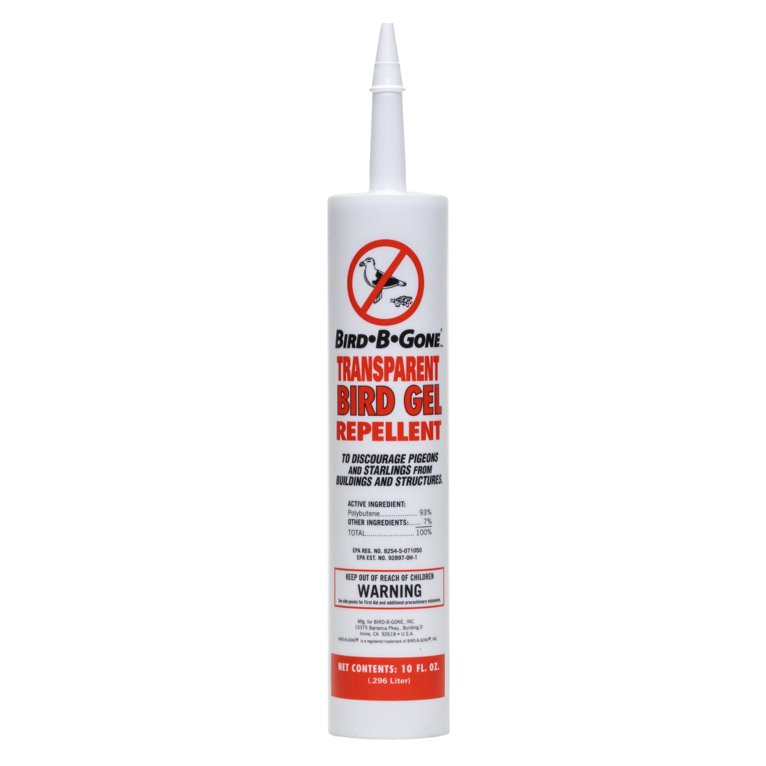 BIRD·B·GONE Transparent Bird Gel, Clear, 10 oz - Effective Bird Repellent for Indoor & Outdoor Use