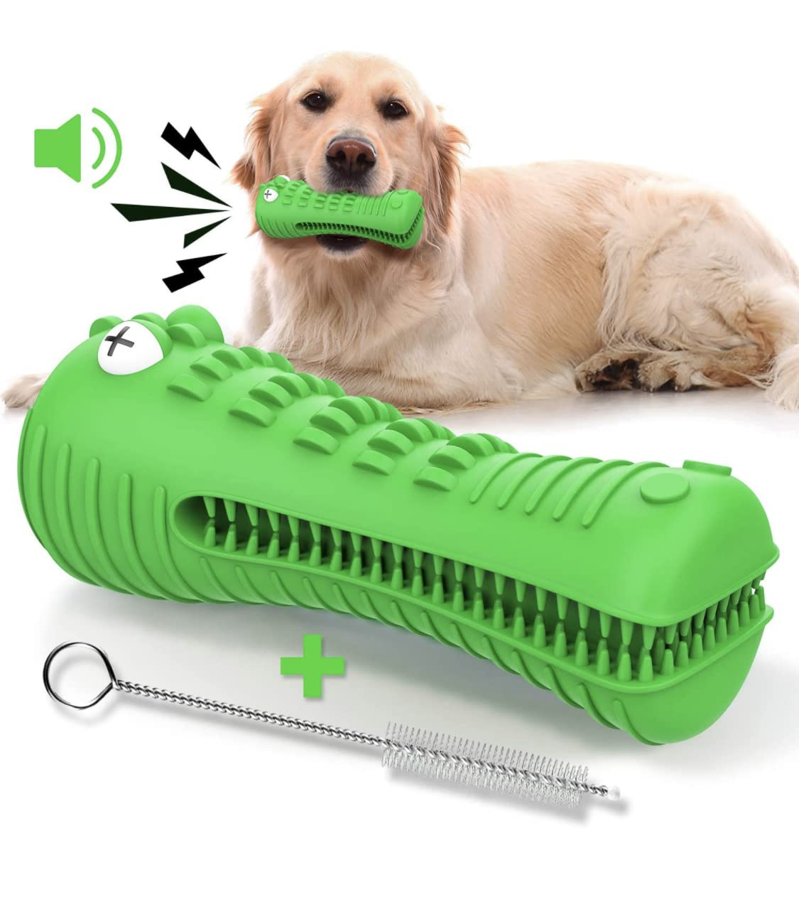Dealhub Dog Chew Toy, Natural Rubber Dog Toothbrush Aggressive Chewers, for Medium to Large Dogs, Squeaky Dog Toy, Extremely Dur