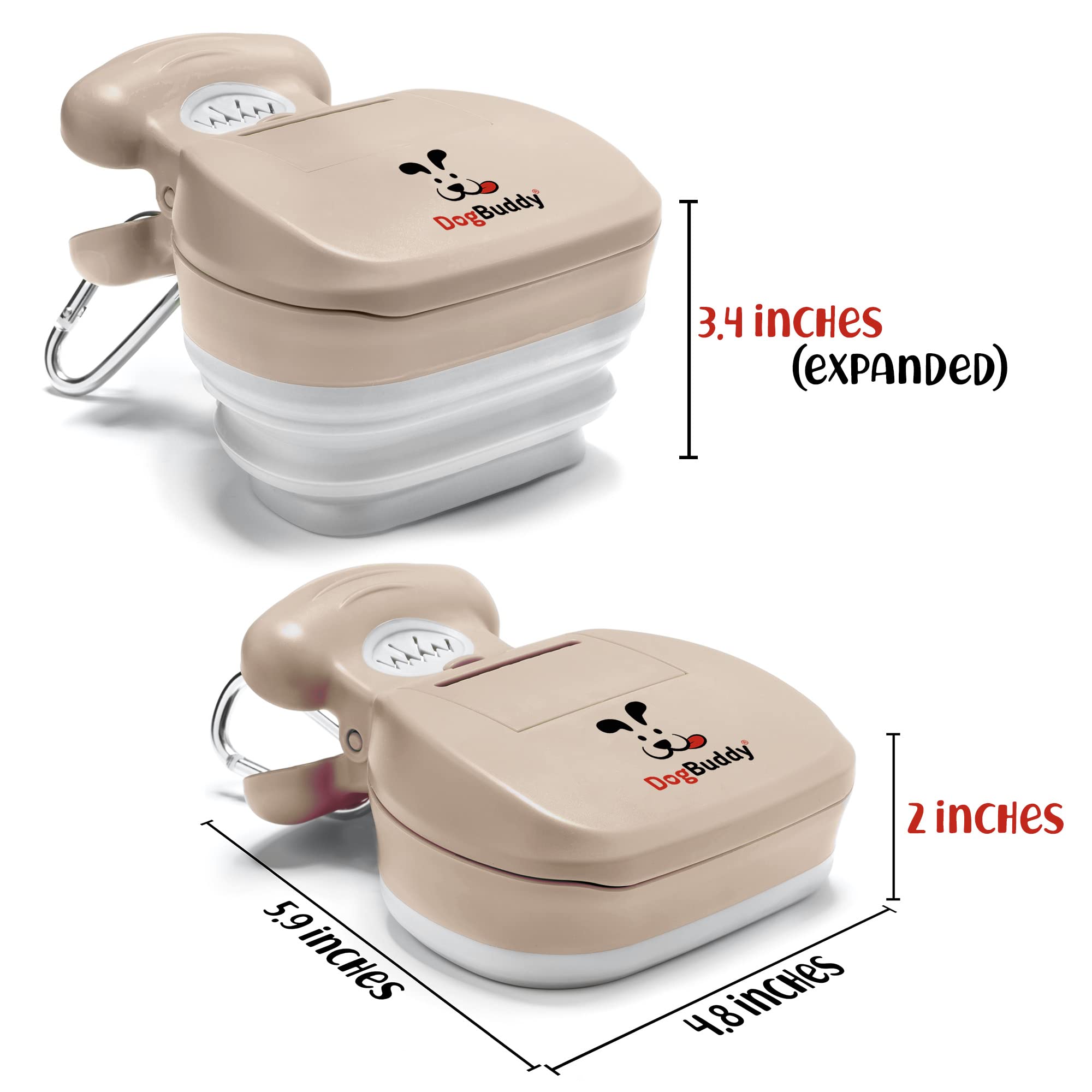 Dogbuddy Pooper Scooper, Portable Dog Pooper Scooper, Poop Scoop For Small And Large Dogs, Pooper Scooper With Bag Attachment, Leash Clip And Dog Poop Bags Included (Medium, Taupe)