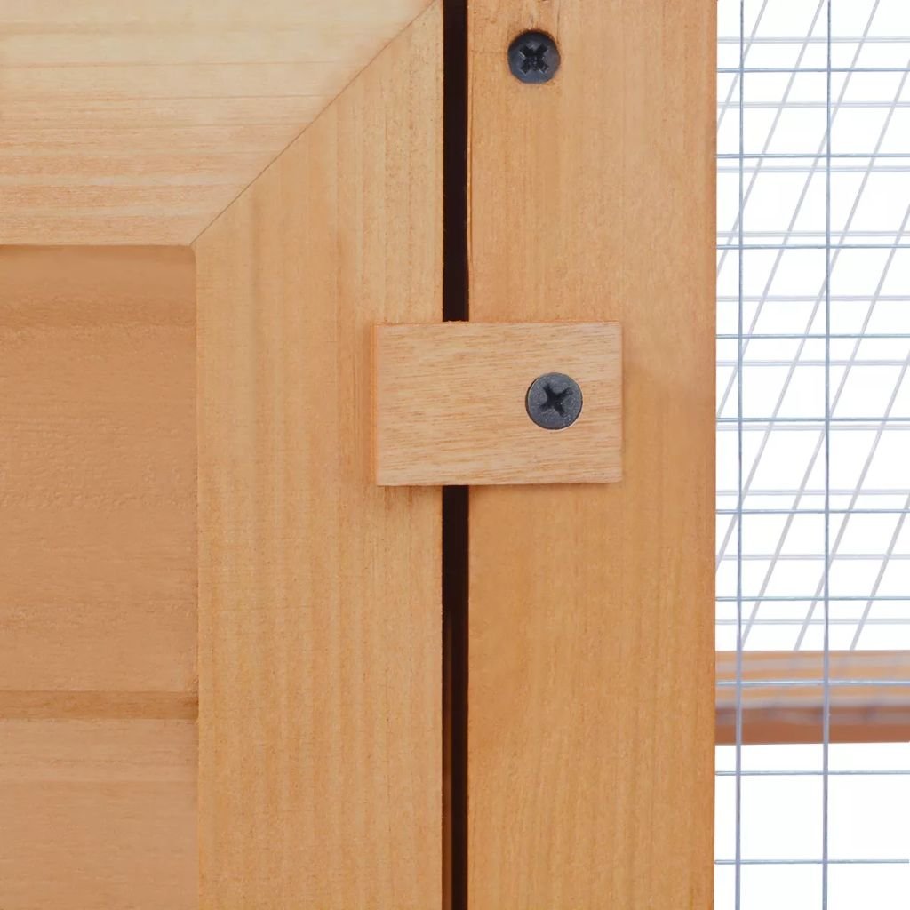 vidaXL Deluxe Wood Animal Cage - Premium Quality Wooden Rabbit Hutch with Iron Wire Grid, Easy-Access Feeding Door and Weather Resistant Paint Finish