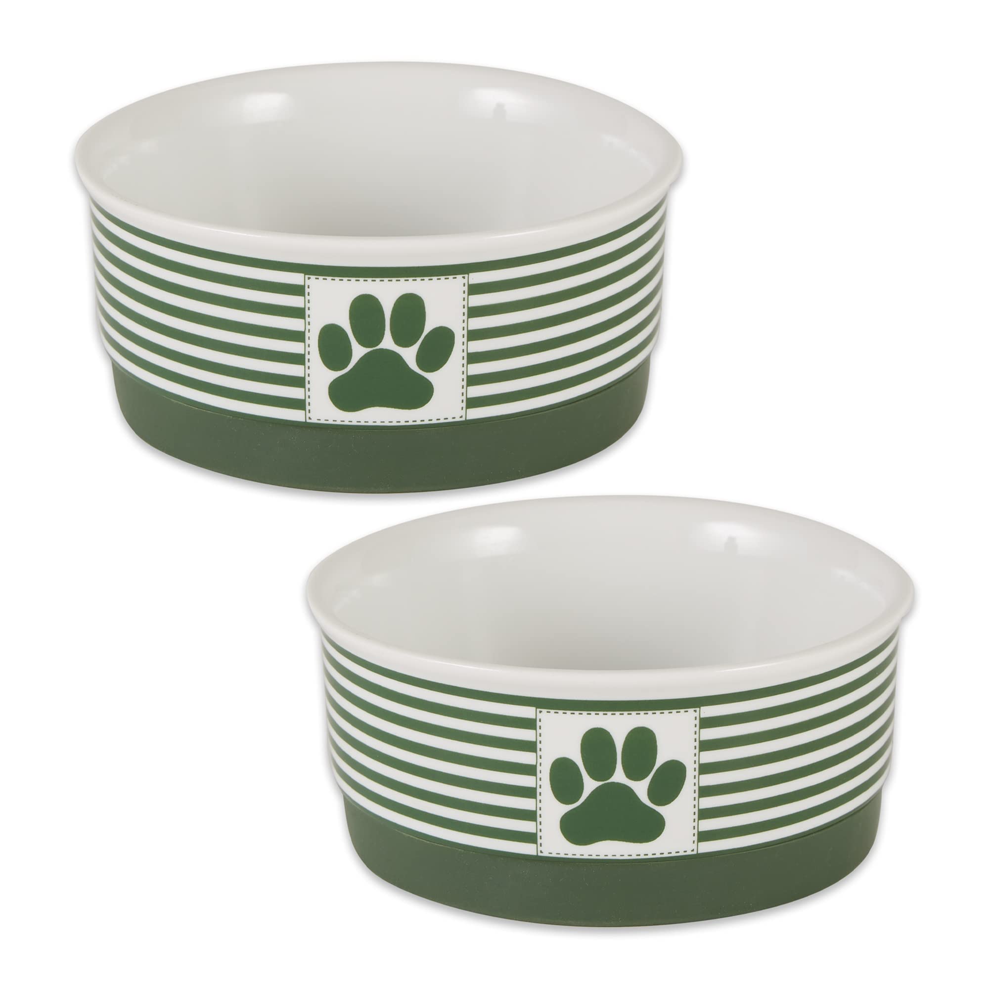 Bone Dry Paw & Patch Ceramic Pet Collection, Small Set, 4.25X2, Hunter Green, 2 Piece,5742