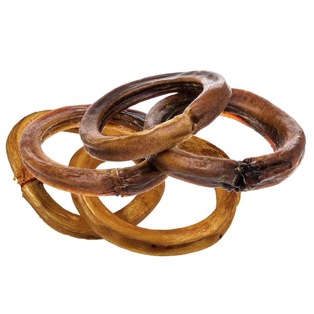 hotspot pets Bully Stick Rings for Dogs - (20 Pack) 4 Premium All Natural Long Twisted Beef Pizzle Dog Chew Treats, Low Odor- Gr