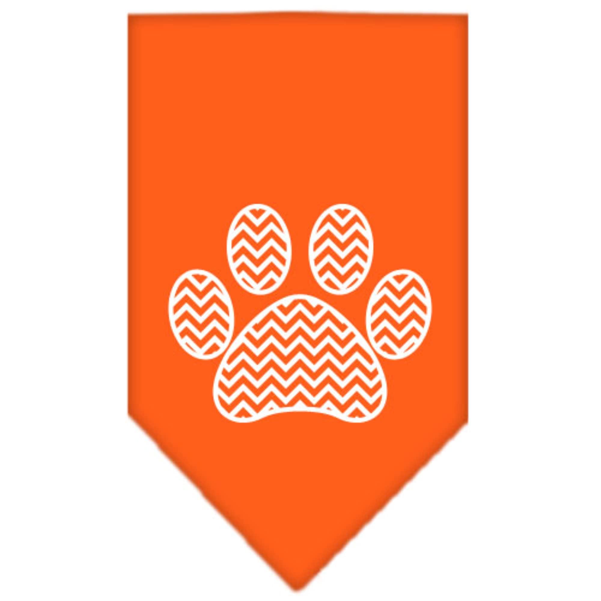 Mirage Pet Products Chevron Paw Screen Print Bandana, Orange, Large