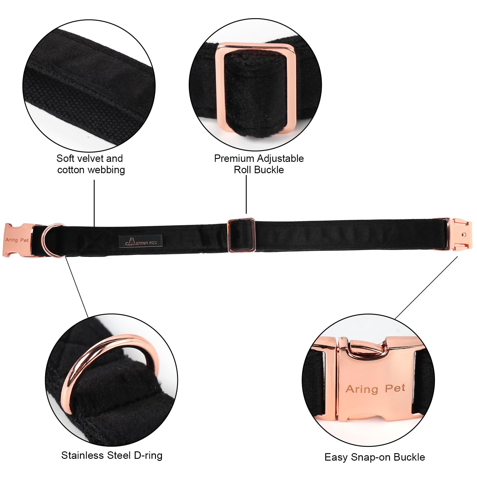 ARING PET Bowtie Dog Collar,Velvet Dog Collars with Removable Bowtie, Adjustable Bowtie Collar for Girl and Boy Dogs.