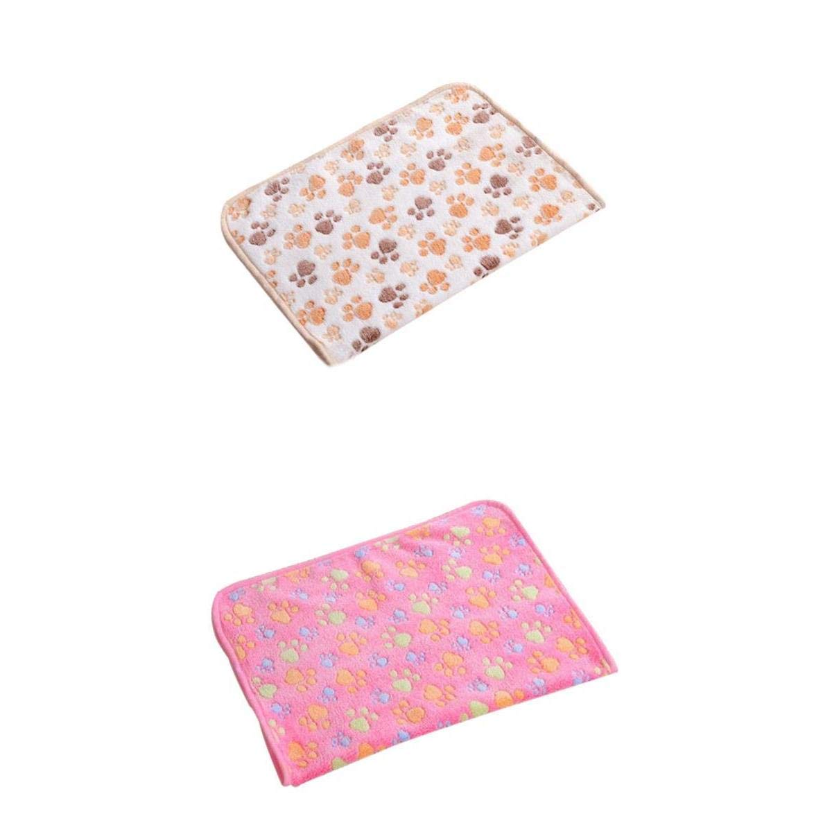 Merishopp 2pcs Warm toon Paw Print Cushion for PUY Fleece Soft Blanket Bed Mat