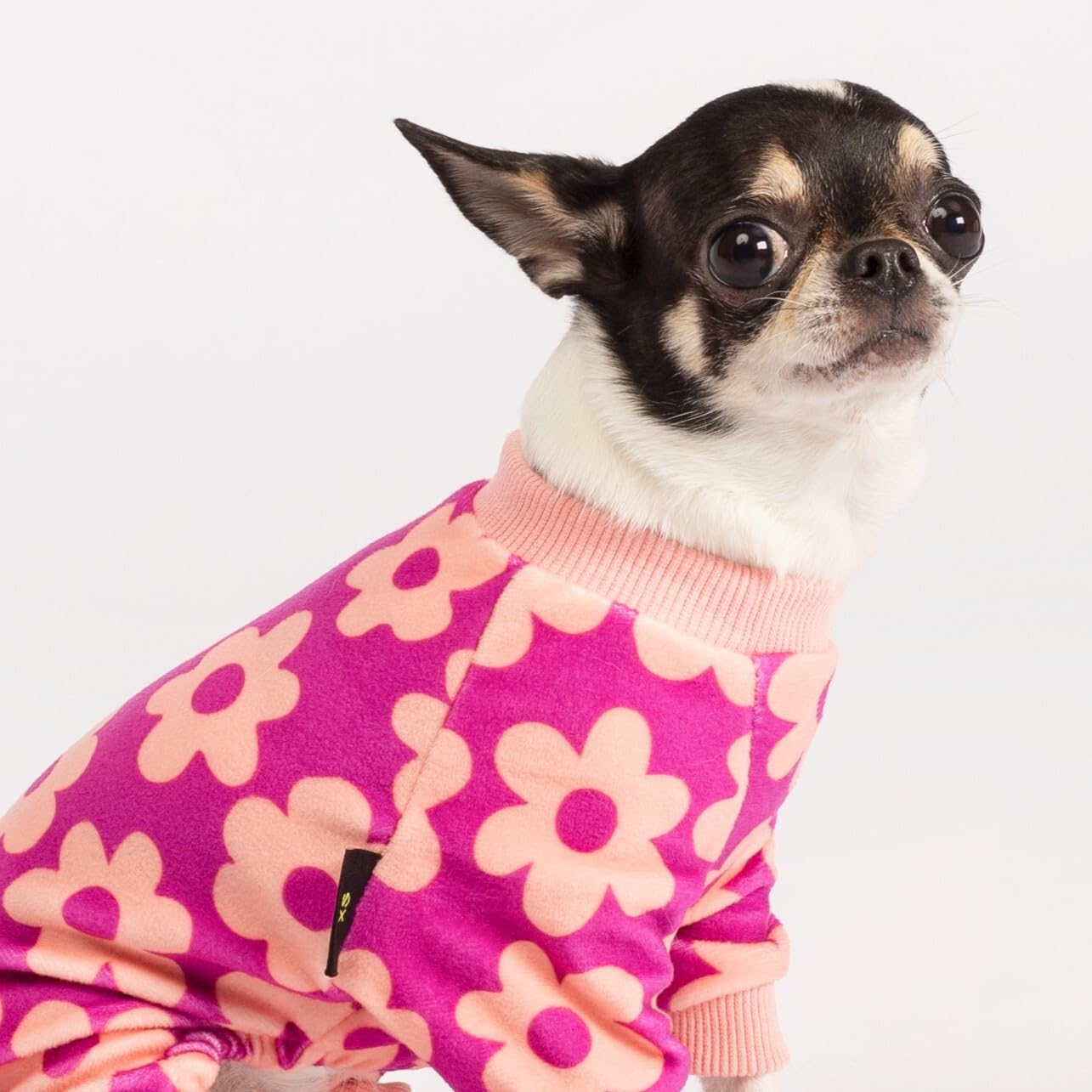 Fitwarm Flower Fleece Dog Pajamas, Warm Winter Dog Clothes For Small Dogs Girl, Cozy Pet Onesie With Feet, Pink, Xxl