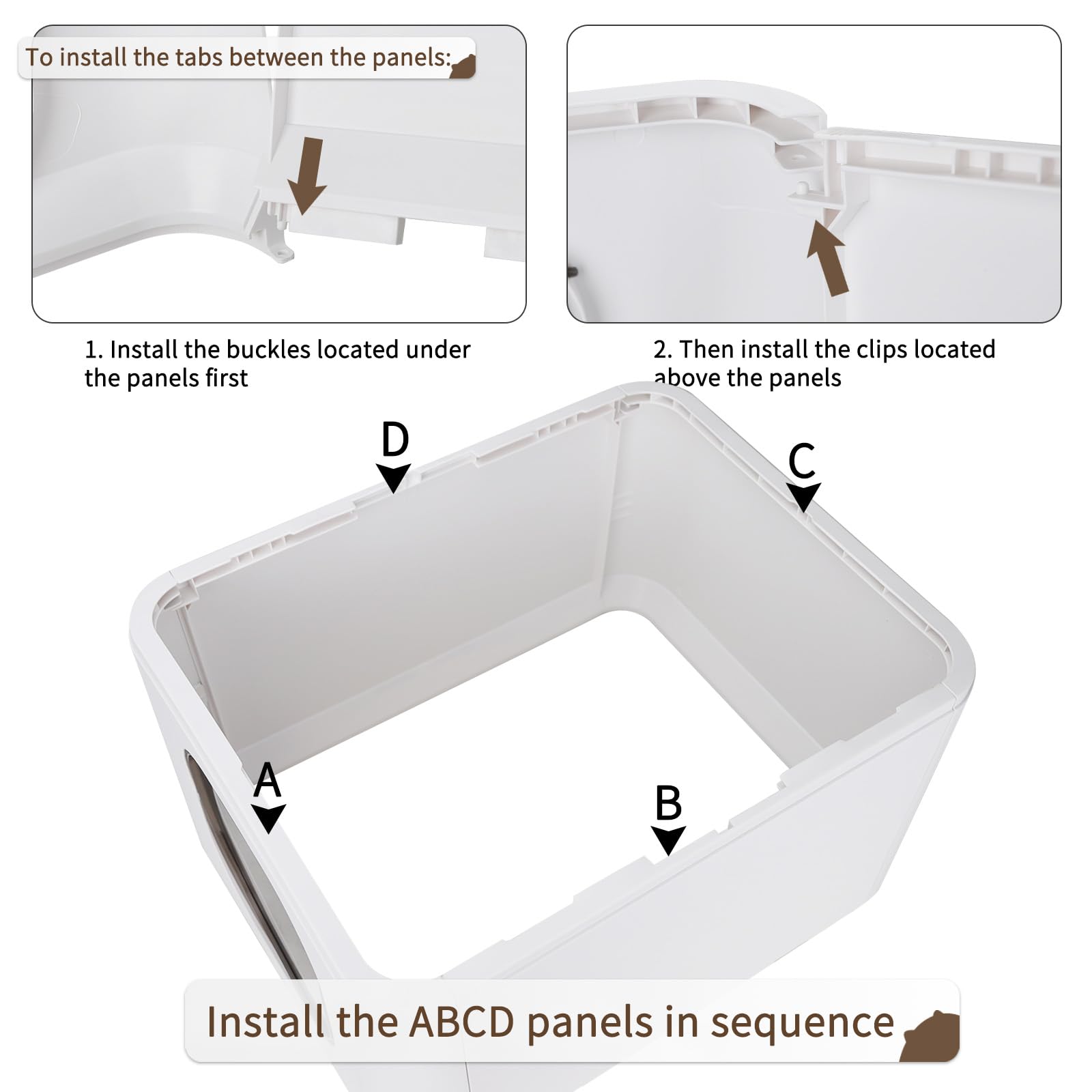 RIZZARI Cat Litter Box, Foldable Cat Box with Drawer, Large Capacity Litter Box with Lid, Top Opening Litter Pan for Small to Bi